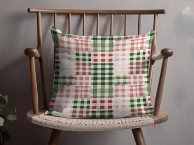 Festive Checkered Design Throw Pillow Cushion Product
