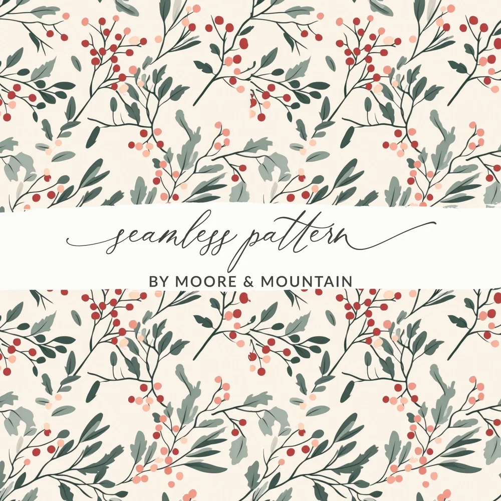 Moore & Mountain Seamless Pattern Floral Design