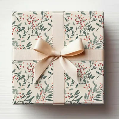 Elegant Floral Gift Wrap with Cream Bow Gift Wrapping Paper