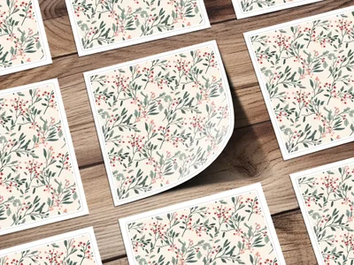 Botanical Pattern with Red Berries Stationery Design
