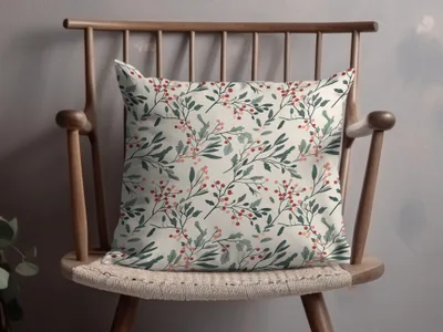 Festive Holiday Floral Print Decorative Pillow Product