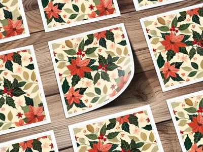 Christmas Poinsettia Digital Paper, Festive Seamless Pattern for Crafts and Design, Holiday Floral JPEG Files, Digital Download - Moore and Mountain