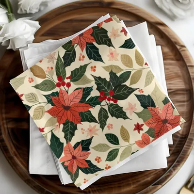 Christmas Poinsettia Digital Paper, Festive Seamless Pattern for Crafts and Design, Holiday Floral JPEG Files, Digital Download - Moore and Mountain