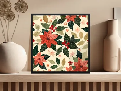 Christmas Poinsettia Digital Paper, Festive Seamless Pattern for Crafts and Design, Holiday Floral JPEG Files, Digital Download - Moore and Mountain