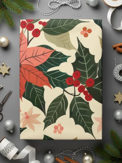 Christmas Poinsettia Digital Paper, Festive Seamless Pattern for Crafts and Design, Holiday Floral JPEG Files, Digital Download - Moore and Mountain