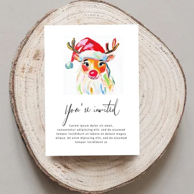 Christmas Reindeer PNG Digital Art, Painted Santa Reindeer Sublimation Design, Festive Holiday Printable Clipart