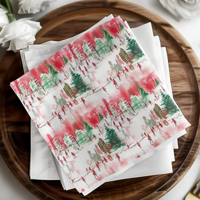 Christmas Scene Digital Paper, Winter City Pattern, Seamless Watercolor Art, Festive Design Download, Holiday Print, Xmas Digital Product - Moore and Mountain