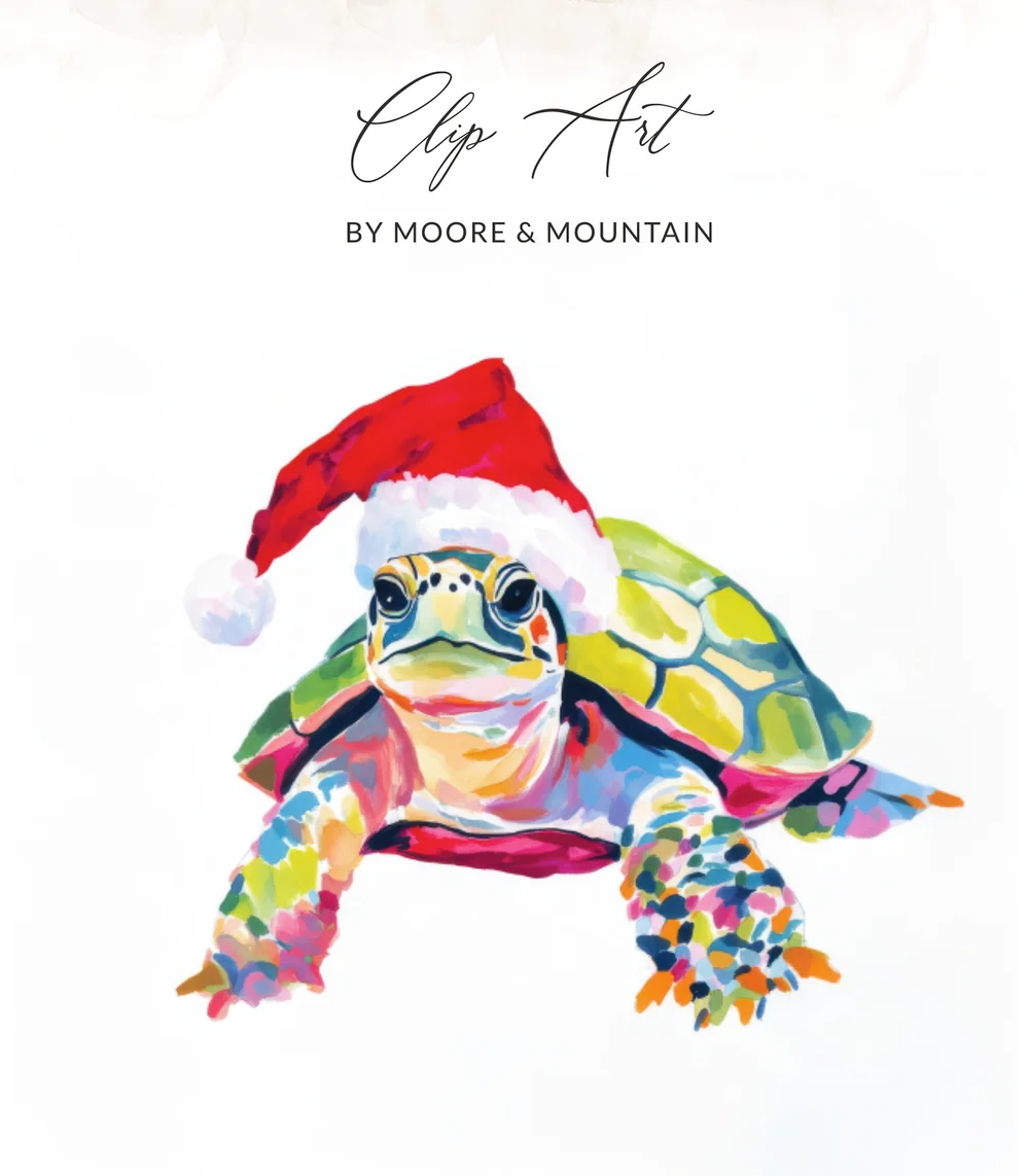 Christmas Sea Turtle PNG Digital Download, Santa Hat Clipart, Coastal Holiday Sublimation Design, Colorful Tropical Xmas Printable Art