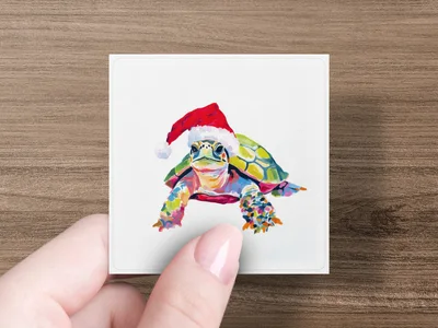 Christmas Sea Turtle PNG Digital Download, Santa Hat Clipart, Coastal Holiday Sublimation Design, Colorful Tropical Xmas Printable Art