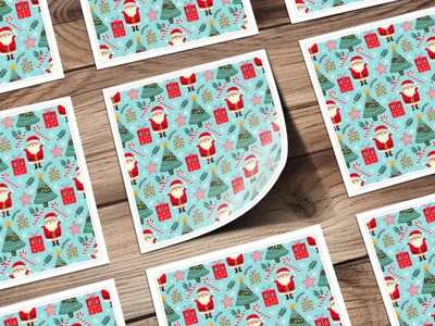 Christmas Seamless Pattern, Holiday Digital Paper, Santa Claus Tree Gift Wrap, Festive Design Download - Moore and Mountain