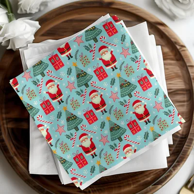 Christmas Seamless Pattern, Holiday Digital Paper, Santa Claus Tree Gift Wrap, Festive Design Download - Moore and Mountain