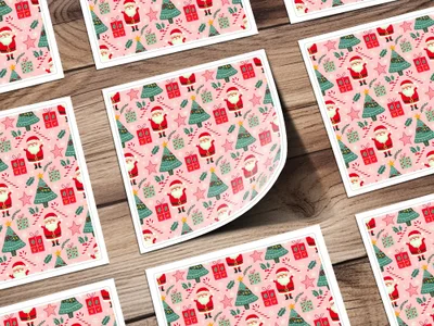 Christmas Seamless Pattern, Holiday Digital Paper, Santa Tree Gift Wrap, Cute Xmas Background, Festive Fabric Design, JPEG Download - Moore and Mountain