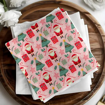 Christmas Seamless Pattern, Holiday Digital Paper, Santa Tree Gift Wrap, Cute Xmas Background, Festive Fabric Design, JPEG Download - Moore and Mountain