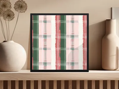 Modern Plaid Patterned Wall Art Print for Home Decor
