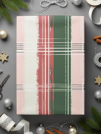 Festive Plaid Wrapping Paper for Holidays Christmas Gift
