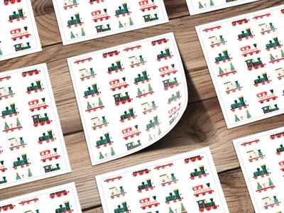 Christmas Train Seamless Pattern Digital Paper, Holiday Train Digital, Festive Train Repeat Pattern, Christmas Digital Download - Moore and Mountain