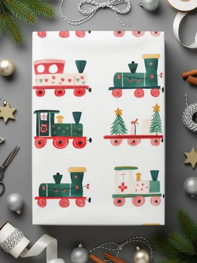 Christmas Train Seamless Pattern Digital Paper, Holiday Train Digital, Festive Train Repeat Pattern, Christmas Digital Download - Moore and Mountain