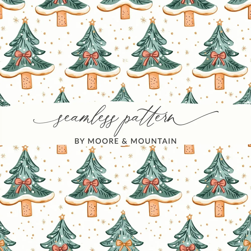 Christmas Tree Digital Paper, Festive Seamless Pattern, Holiday Design Resource, Scrapbooking Paper, Commercial Use Digital - Moore and Mountain