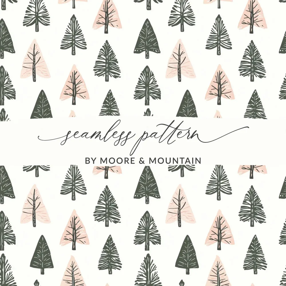Christmas Tree Digital Paper, Festive Seamless Pattern, Holiday Digital Paper, Winter Forest Pattern, Commercial Use Digital Background - Moore and Mountain