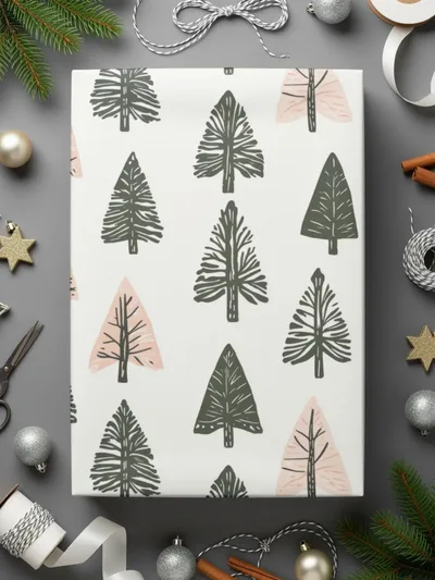 Christmas Tree Digital Paper, Festive Seamless Pattern, Holiday Digital Paper, Winter Forest Pattern, Commercial Use Digital Background - Moore and Mountain