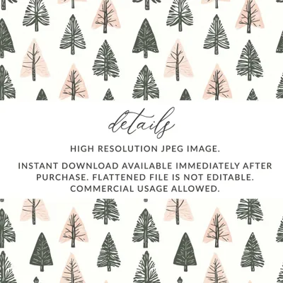 Christmas Tree Digital Paper, Festive Seamless Pattern, Holiday Digital Paper, Winter Forest Pattern, Commercial Use Digital Background - Moore and Mountain