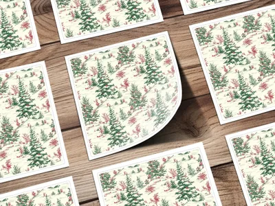 Christmas Tree Digital Seamless Pattern, Holiday Digital Paper, Winter Landscape, Christmas Design, Festive Digital Paper, Xmas Repeat - Moore and Mountain