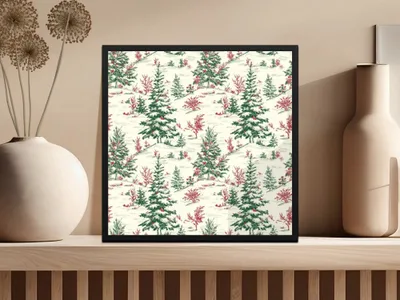 Christmas Tree Digital Seamless Pattern, Holiday Digital Paper, Winter Landscape, Christmas Design, Festive Digital Paper, Xmas Repeat - Moore and Mountain