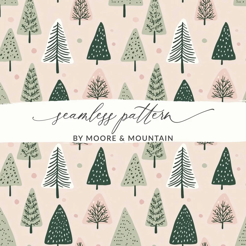 Christmas Tree Pattern Digital Download, Holiday Seamless Pattern, Winter Forest Digital Paper, Scrapbook Paper, JPEG Files, Digital - Moore and Mountain