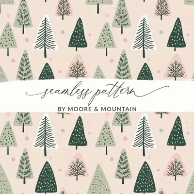 Christmas Tree Pattern Digital Download, Holiday Seamless Pattern, Winter Forest Digital Paper, Scrapbook Paper, JPEG Files, Digital
