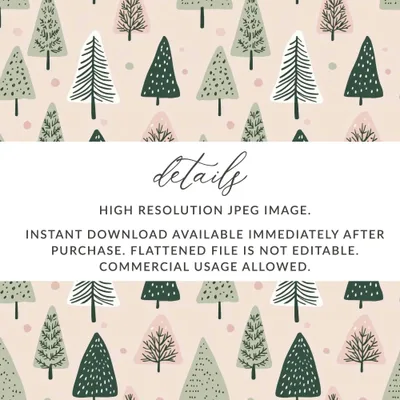 Christmas Tree Pattern Digital Download, Holiday Seamless Pattern, Winter Forest Digital Paper, Scrapbook Paper, JPEG Files, Digital - Moore and Mountain