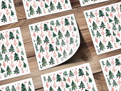 Christmas Tree Pattern Digital Paper, Holiday Trees Seamless Pattern, Festive Digital Download, Scrapbooking Paper Pack - Moore and Mountain