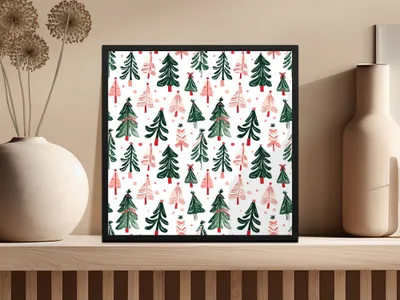 Christmas Tree Pattern Digital Paper, Holiday Trees Seamless Pattern, Festive Digital Download, Scrapbooking Paper Pack - Moore and Mountain