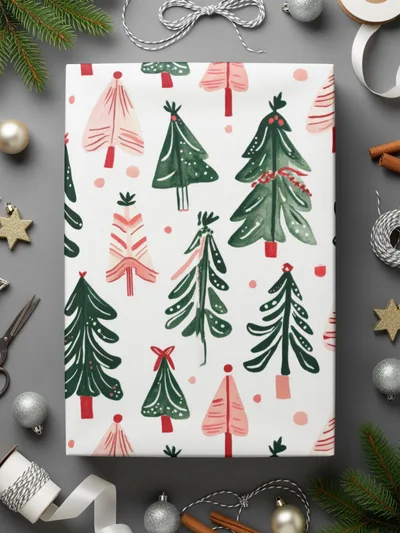 Christmas Tree Pattern Digital Paper, Holiday Trees Seamless Pattern, Festive Digital Download, Scrapbooking Paper Pack - Moore and Mountain