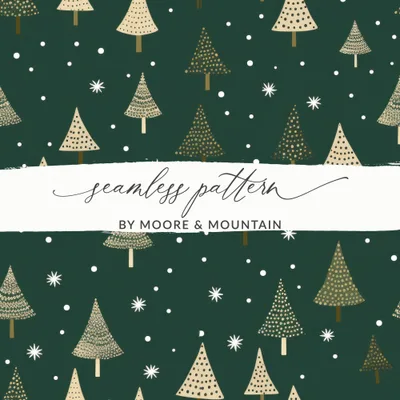 Christmas Tree Seamless Pattern Digital Paper, Holiday Season Background, Winter Snowflakes, Festive JPEG File, 12x12 inch Digital