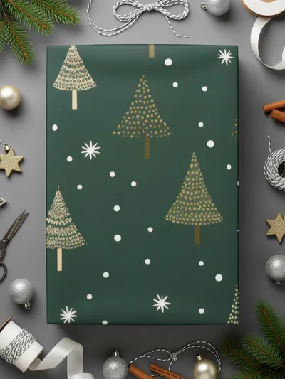 Christmas Tree Seamless Pattern Digital Paper, Holiday Season Background, Winter Snowflakes, Festive JPEG File, 12x12 inch Digital - Moore and Mountain