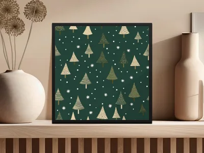 Christmas Tree Seamless Pattern Digital Paper, Holiday Season Background, Winter Snowflakes, Festive JPEG File, 12x12 inch Digital - Moore and Mountain
