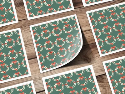 Christmas Wreath Seamless Pattern Digital Paper, Holiday Backgrounds, Fabric Design, Scrapbooking, 12x12 inch JPEG Files Download - Moore and Mountain