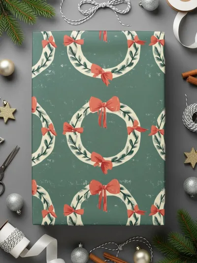 Christmas Wreath Seamless Pattern Digital Paper, Holiday Backgrounds, Fabric Design, Scrapbooking, 12x12 inch JPEG Files Download - Moore and Mountain