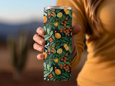 Citrus Digital Pattern, Lemon Berry Print, Seamless File for Fabric, Botanical Paper Design, Commercial Use, Digital Download - Moore and Mountain