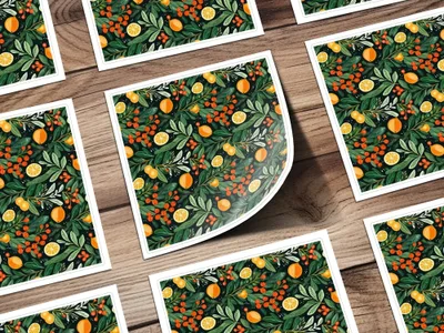 Citrus Digital Pattern, Lemon Berry Print, Seamless File for Fabric, Botanical Paper Design, Commercial Use, Digital Download - Moore and Mountain