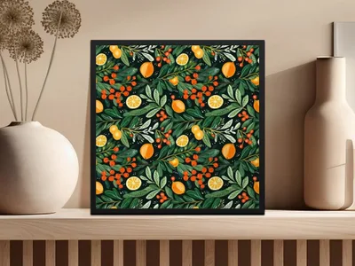Citrus Digital Pattern, Lemon Berry Print, Seamless File for Fabric, Botanical Paper Design, Commercial Use, Digital Download - Moore and Mountain