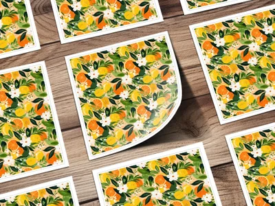 Citrus Floral Digital Paper, Seamless Pattern, Lemon Orange Flower Design, Commercial Use, 12x12 JPEG, Digital Download - Moore and Mountain