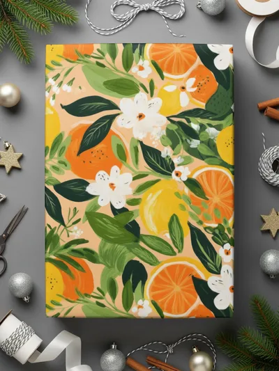 Citrus Floral Digital Paper, Seamless Pattern, Lemon Orange Flower Design, Commercial Use, 12x12 JPEG, Digital Download - Moore and Mountain