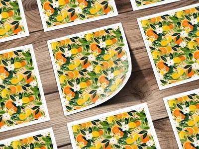 Citrus Floral Pattern, Seamless Ditsy Floral Digital Paper, Lemon Orange Print, Tropical Background, Printable Fabric Design, Summer Wall Art, Digital - Moore and Mountain
