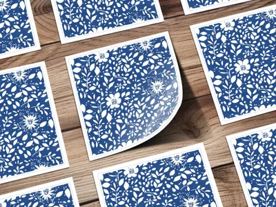 Classic Blue and White Floral Delightful Pattern Digital - Moore and Mountain
