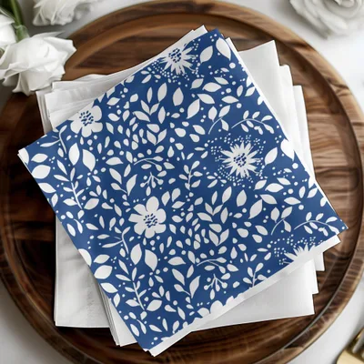 Classic Blue and White Floral Delightful Pattern Digital - Moore and Mountain