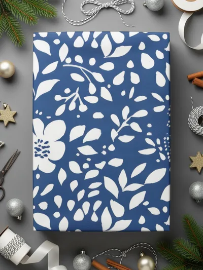 Classic Blue and White Floral Delightful Pattern Digital - Moore and Mountain