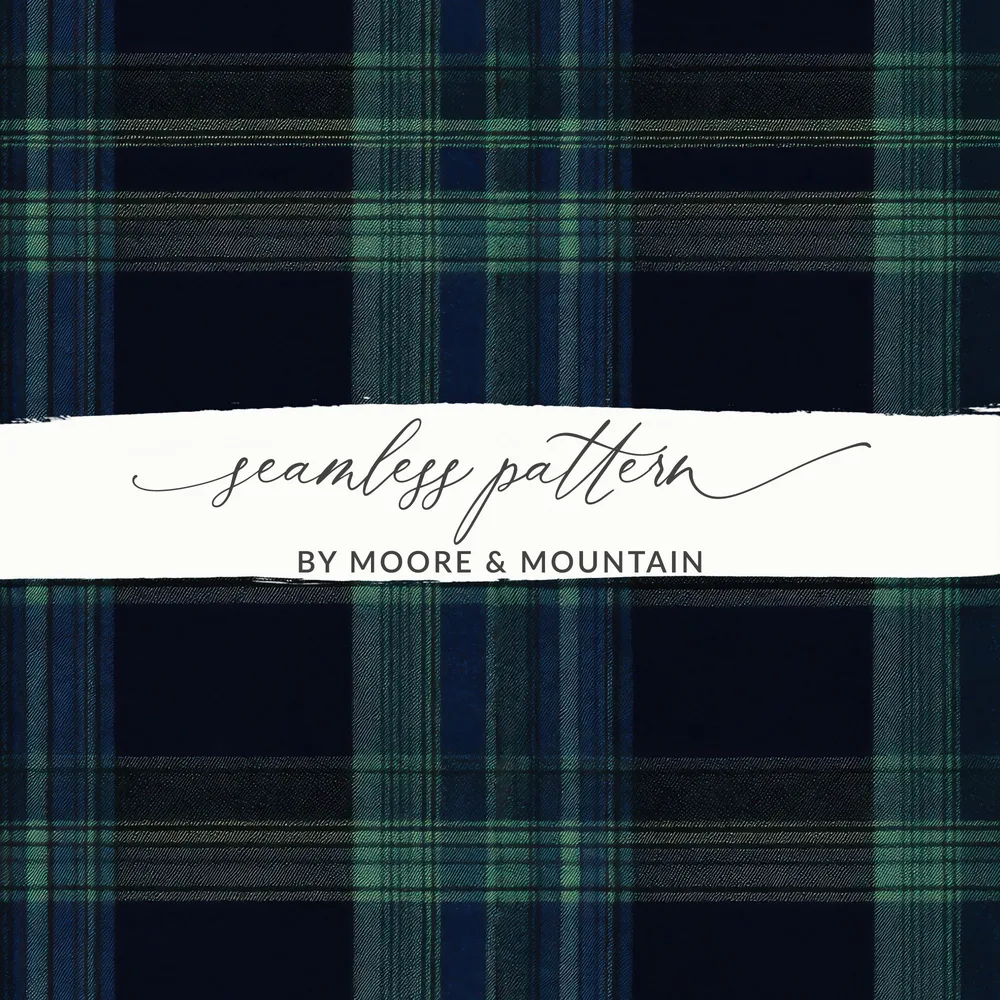 Classic Navy Blue and Green Tartan Seamless Digital - Moore and Mountain