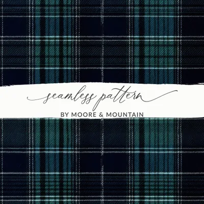 Classic Navy Green White Tartan Scottish Plaid Seamless Pattern