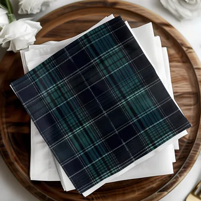 Classic Navy Green White Tartan Scottish Plaid Seamless Pattern - Moore and Mountain